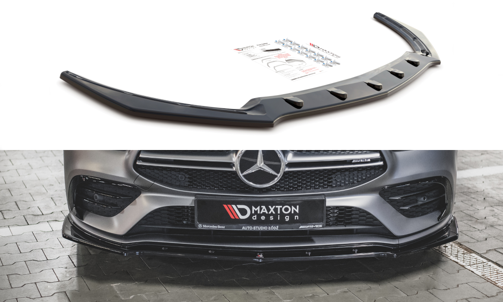 Maxton Design Street+ Spoilerlippe Front Ansatz V.2 passend für Mercedes-AMG CLA 35 Aero C118 schwarz Hochglanz