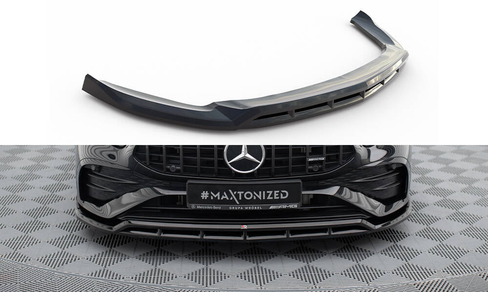 Maxton Design Street+ Spoilerlippe Front Ansatz passend für Mercedes-AMG A35 / A AMG-Line W177 Facelift schwarz Hochglanz