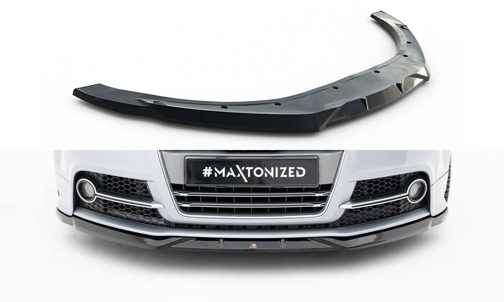 Maxton Design Street+ Spoilerlippe Front Ansatz V.2 passend für Audi TT S / TT S-Line 8J Facelift schwarz Hochglanz