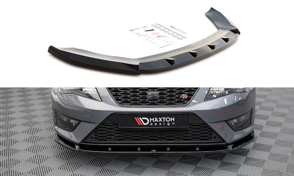Maxton Design Street+ Spoilerlippe Front Ansatz V.1 passend für Seat Leon FR / Cupra Mk3 schwarz Hochglanz