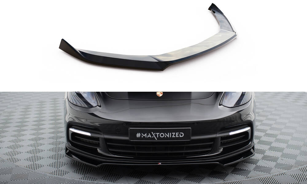 Maxton Design Street+ Spoilerlippe Front Ansatz V.2 passend für Porsche Panamera E-Hybrid / Panamera 4S 971 schwarz Hochglanz