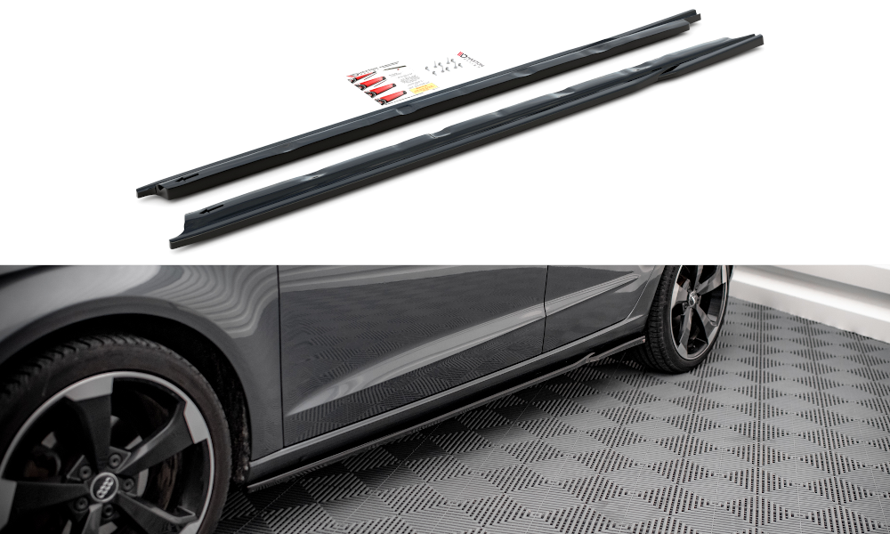 Maxton Design Street+ Seitenschweller Leisten passend für Audi A3 Sportback 8V schwarz Hochglanz