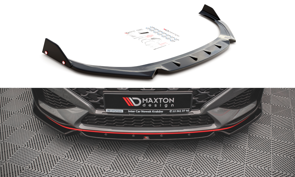 Maxton Design Street+ Spoilerlippe Front Ansatz V.1 + Flaps passend für Hyundai I30 N / I30 N-Line Hatchback/Fastback Mk3 Facelift