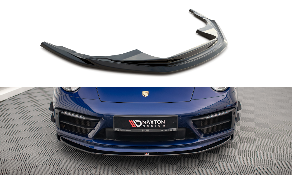 Maxton Design Street+ Spoilerlippe Front Ansatz V.1 passend für Porsche 911 Carrera Aero / Carrera GTS 992 schwarz Hochglanz