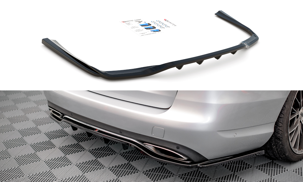 Maxton Design Street+ Mittlerer Diffusor RACE passend für Mercedes-Benz C W205 schwarz Hochglanz