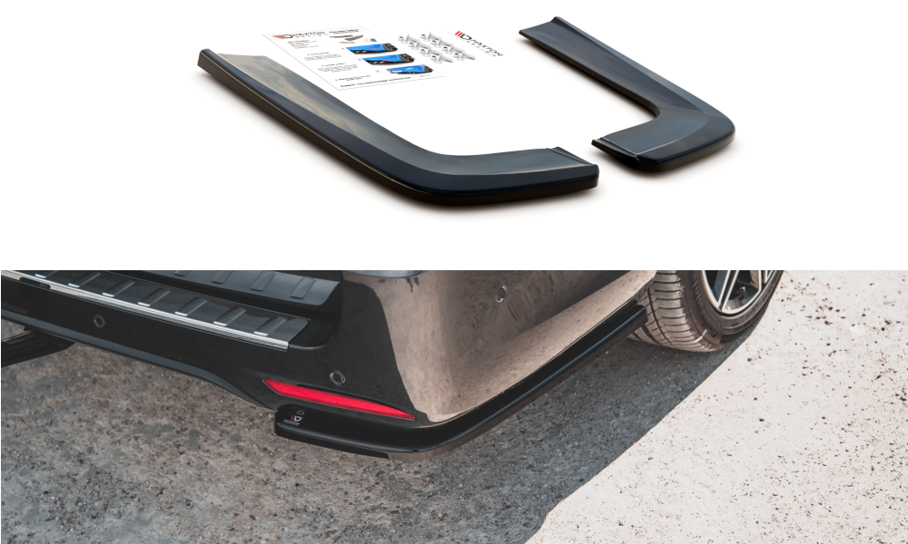 Maxton Design Heck Ansatz Flaps Diffusor V.1 passend für Mercedes-Benz V-Klasse AMG-Line W447 Facelift schwarz Hochglanz