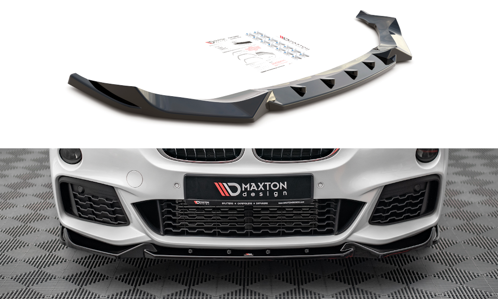 Maxton Design Street+ Spoilerlippe Front Ansatz V.2 passend für BMW X1 M-Paket F48 schwarz Hochglanz
