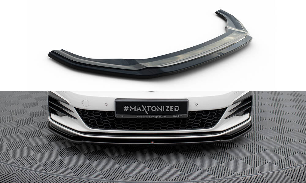 Maxton Design Street+ Spoilerlippe Front Ansatz V.2 passend für VW Golf GTI / GTD Mk7 Facelift schwarz Hochglanz
