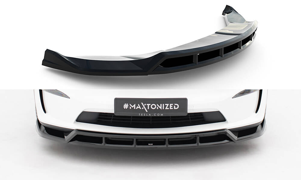 Maxton Design Street+ Spoilerlippe Front Ansatz V.3 passend für Tesla Model X Mk1 Facelift schwarz Hochglanz