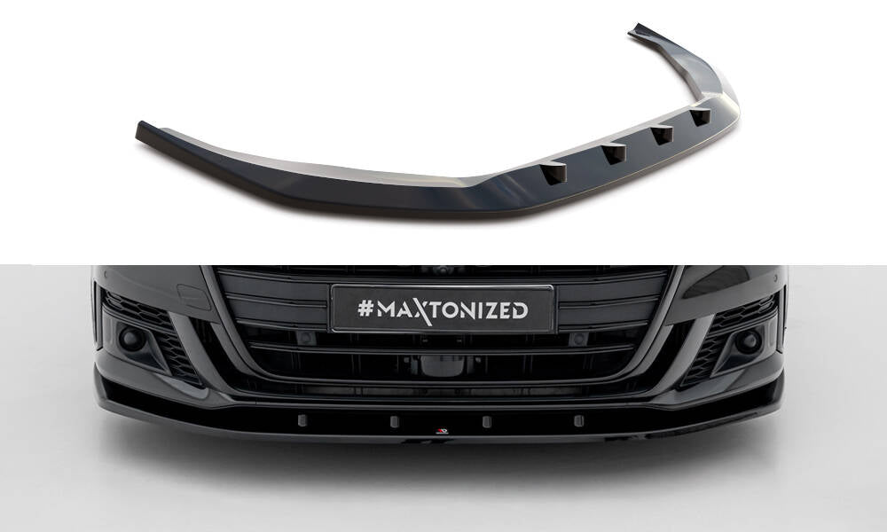 Maxton Design Street+ Spoilerlippe Front Ansatz V.2 passend für Audi S8 / A8 S-Line D5 schwarz Hochglanz
