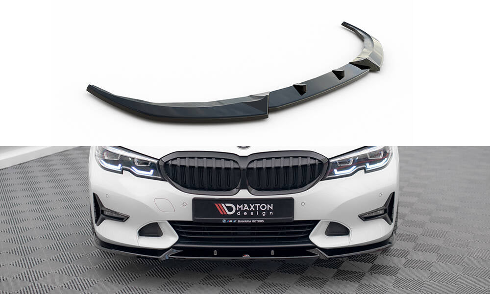 Maxton Design Street+ Spoilerlippe Front Ansatz V.1 passend für BMW 3er Sport Line G20 / G21 schwarz Hochglanz