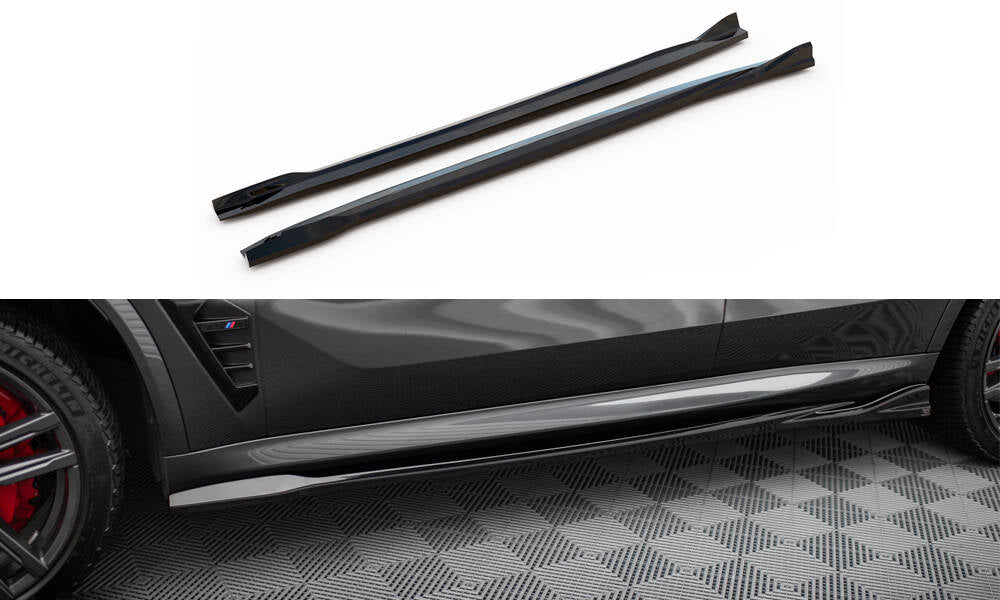 Maxton Design Street+ Seitenschweller Leisten passend für BMW X5 M F95 / F95 Facelift schwarz Hochglanz