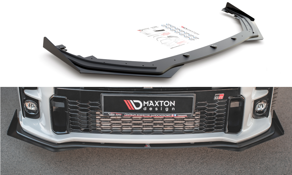 Maxton Design Street Pro Street+ Spoilerlippe Front Ansatz passend für + Flaps passend für Toyota GR Yaris Mk4 schwarz Hochglanz