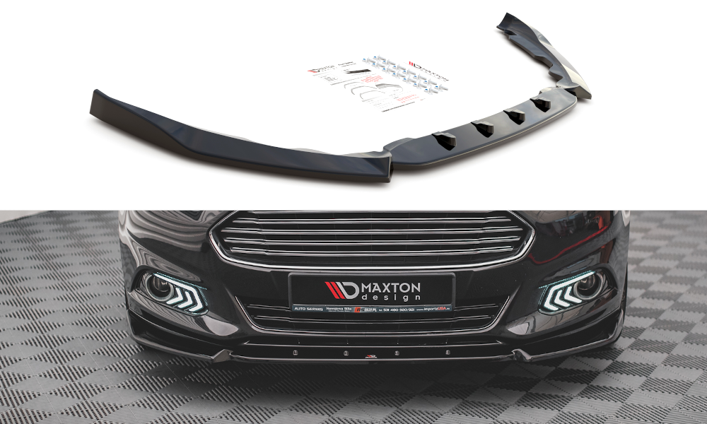 Maxton Design Street+ Spoilerlippe Front Ansatz passend für Ford Mondeo Mk5 schwarz Hochglanz