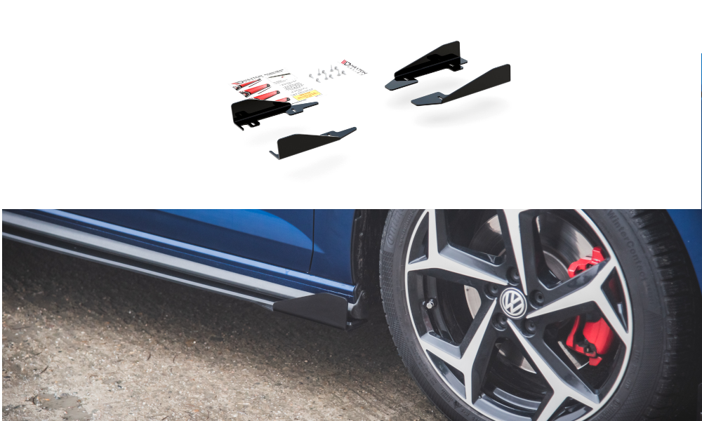 Maxton Design Seitenschweller Flaps passend für VW Polo GTI Mk6 schwarz Hochglanz