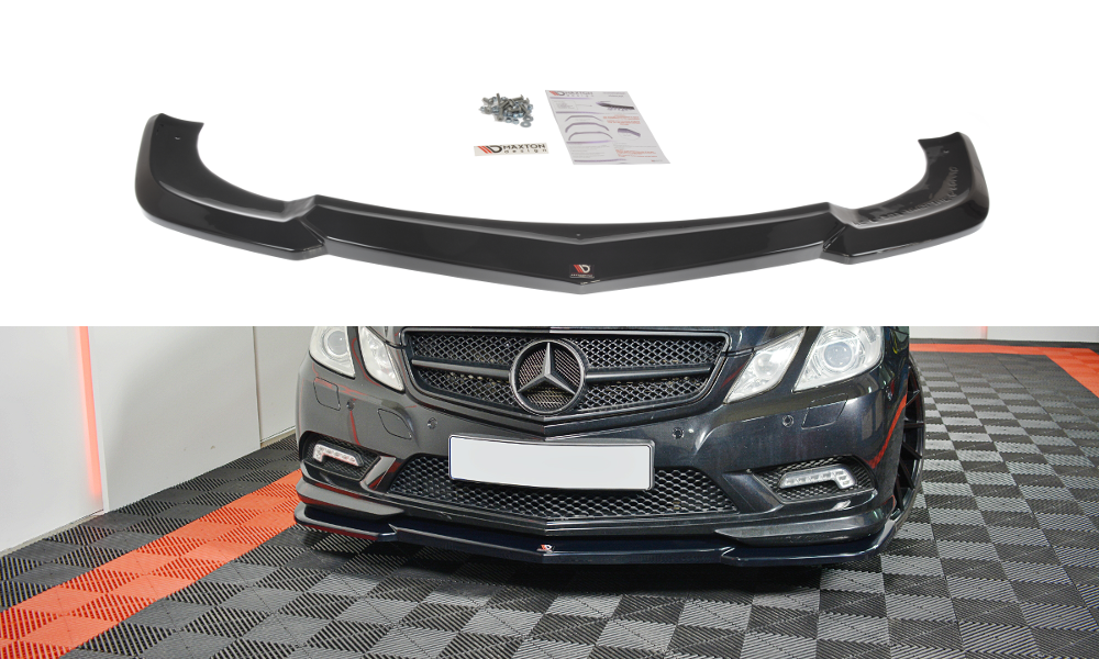 Maxton Design Street+ Spoilerlippe Front Ansatz passend für Mercedes-Benz E-Klasse W207 Coupe AMG-Line schwarz Hochglanz