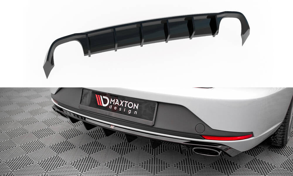 Maxton Design Diffusor Heck Ansatz passend für Seat Leon Cupra Sportstourer Mk3 schwarz Hochglanz