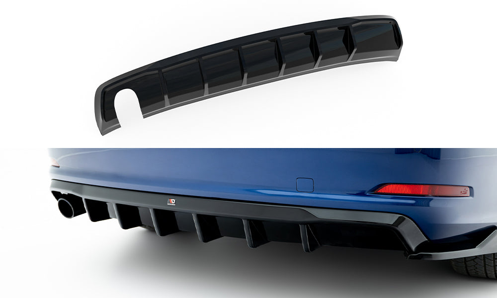 Maxton Design Diffusor Heck Ansatz passend für Audi A3 Limousine 8V (Ausführung mit einseitigem Doppelauspuffendrohr)