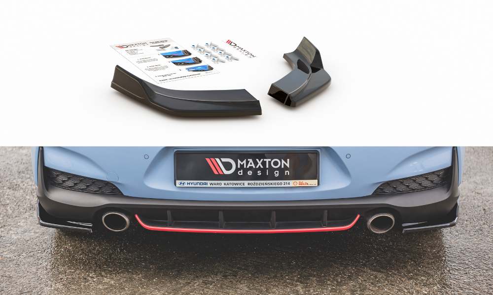 Maxton Design Heck Ansatz Flaps Diffusor V.3 passend für Hyundai I30 N Mk3 Hatchback schwarz Hochglanz