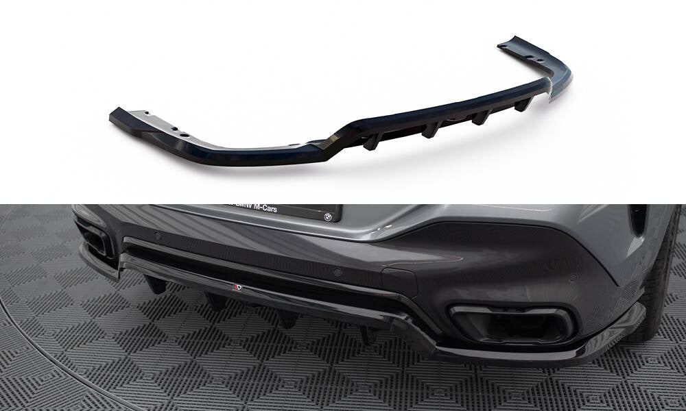 Maxton Design Street+ Mittlerer Diffusor RACE passend für V.1 BMW X6 M-Paket G06 Facelift schwarz Hochglanz
