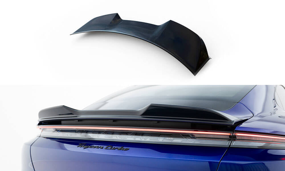 Maxton Design Spoiler CAP 3D passend für Porsche Taycan Turbo S Mk1 schwarz Hochglanz