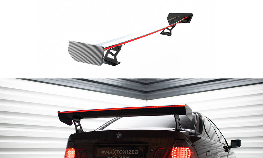Maxton Design Carbon Spoiler With External Brackets Uprights + LED BMW 3er Coupe E46 für BMW 3er E46