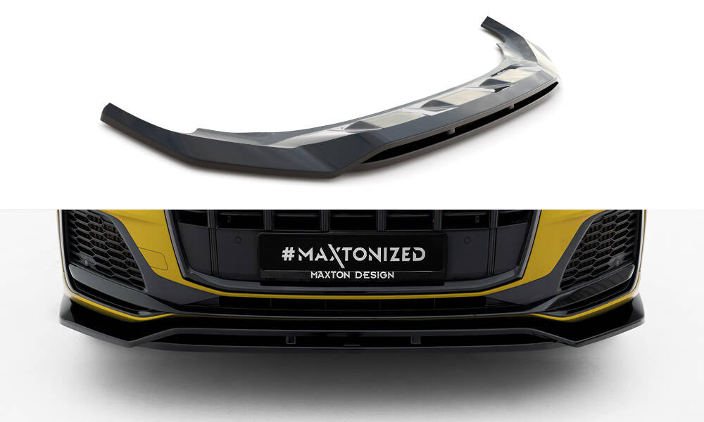 Maxton Design Street+ Spoilerlippe Front Ansatz V.1 passend für Audi SQ7 /Q7 S-Line Mk2 (4M) Facelift schwarz Hochglanz