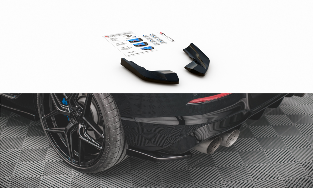 Maxton Design Heck Ansatz Flaps Diffusor V.2 passend für VW Golf R Hatchback Mk8 Facelift schwarz Hochglanz