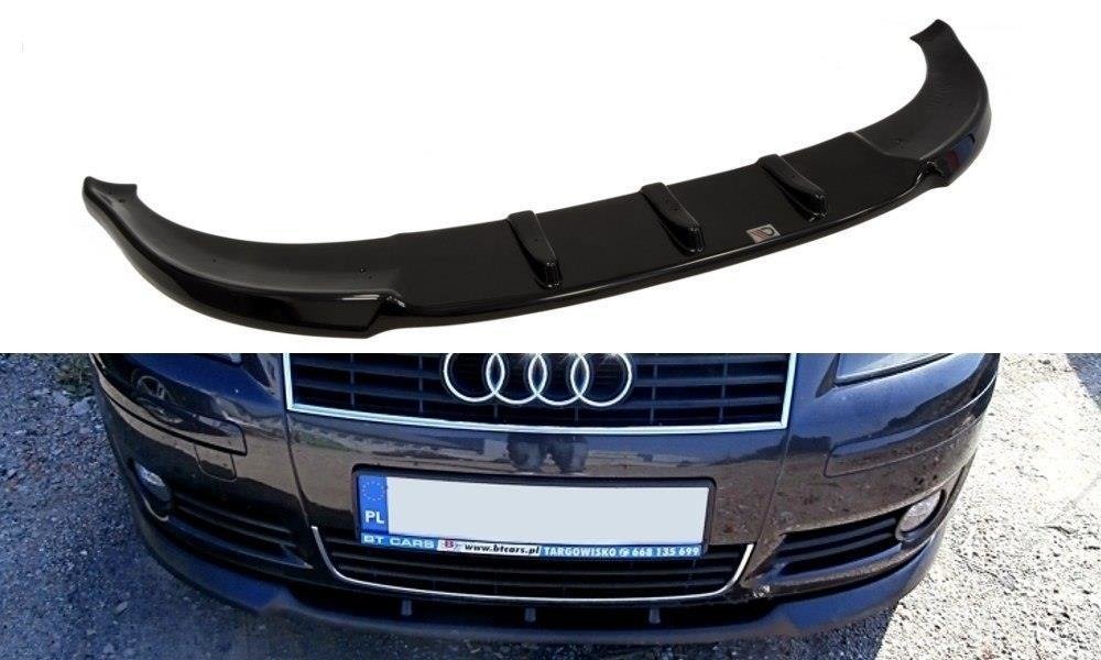 Maxton Design Street+ Spoilerlippe Front Ansatz passend für AUDI A3 8P (vor Facelift) 2003-2005 schwarz Hochglanz