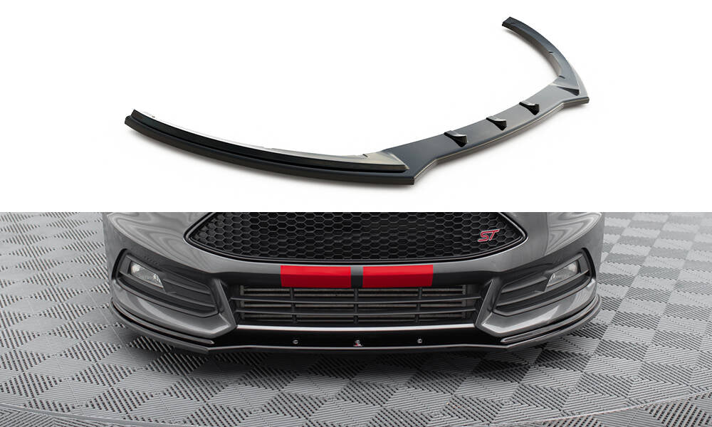 Maxton Design Street+ Spoilerlippe Front Ansatz V.1 passend für Ford Focus ST Mk3 FL schwarz Hochglanz