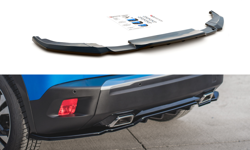 Maxton Design Street+ Mittlerer Diffusor RACE passend für Peugeot 2008 Mk2 schwarz Hochglanz