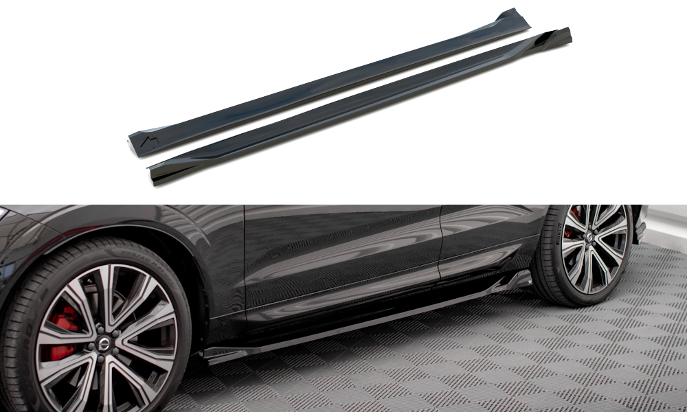 Maxton Design Street+ Seitenschweller Leisten passend für Volvo XC60 R-Design Mk2 Facelift schwarz Hochglanz