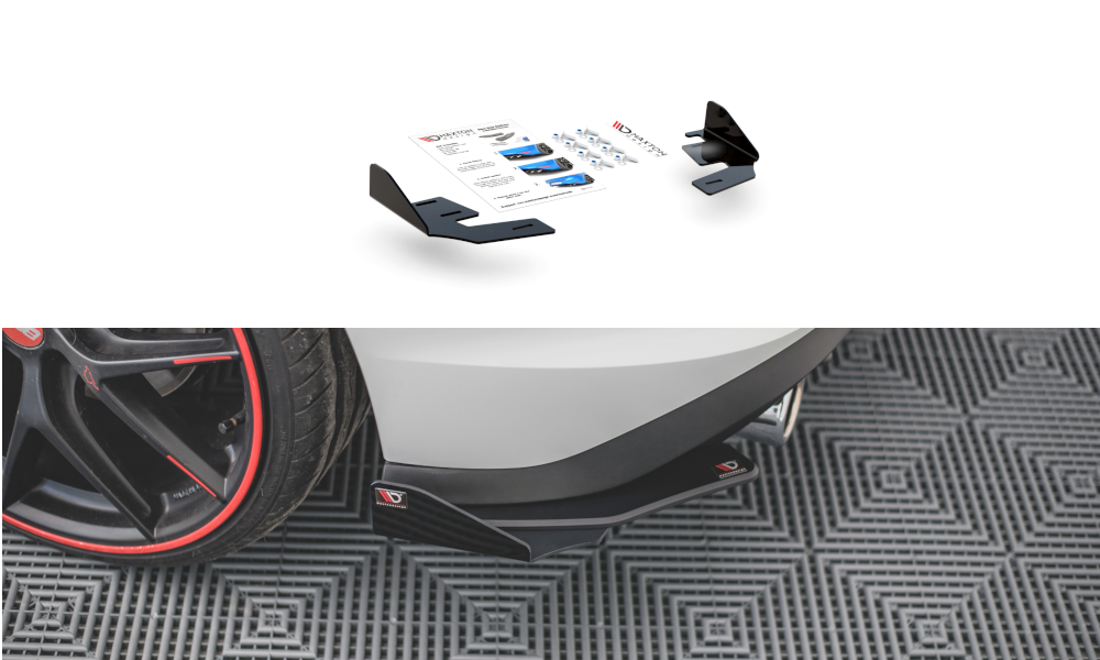 Maxton Design Hintere Seiten Flaps passend für VW Golf GTI / GTE / R-Line Mk8 schwarz Hochglanz