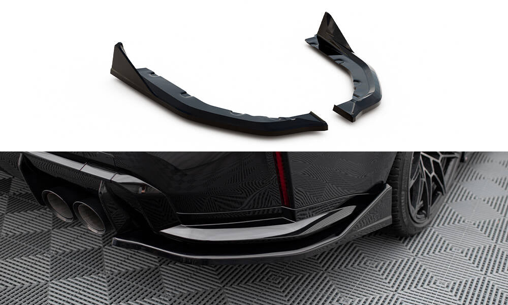 Maxton Design Heck Ansatz Flaps Diffusor V.3 passend für CSL Look BMW M3 Limousine / Touring G80 / G81 schwarz Hochglanz