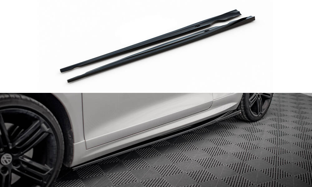 Maxton Design Street+ Seitenschweller Leisten V.2 passend für VW Scirocco R Mk3 / Mk3 Facelift schwarz Hochglanz