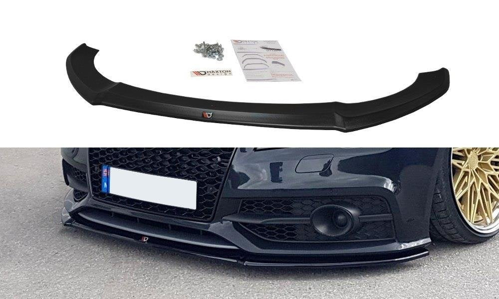 Maxton Design Street+ Spoilerlippe Front Ansatz V.1 passend für Audi S7 / A7 S-Line C7 schwarz Hochglanz