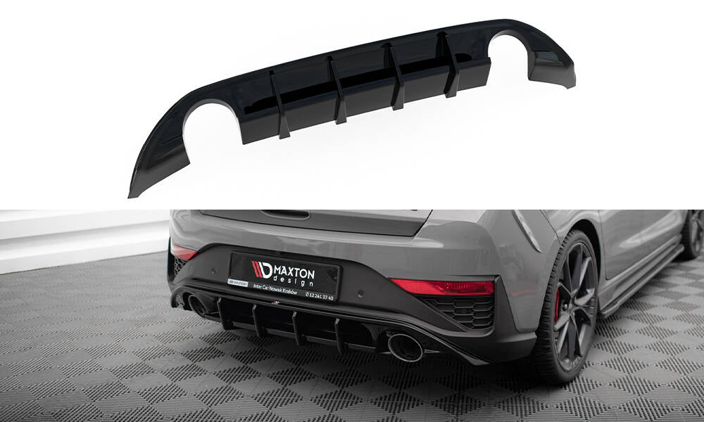 Maxton Design Diffusor Heck Ansatz passend für Hyundai I30 N Hatchback Mk3 Facelift schwarz Hochglanz