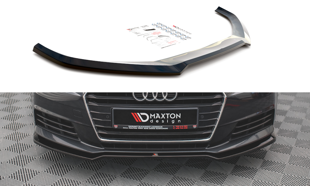 Maxton Design Street+ Spoilerlippe Front Ansatz V.2 passend für Audi A4 B9 schwarz Hochglanz