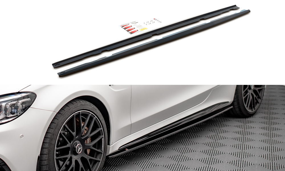 Maxton Design Seitenschweller Ansatz für V.1 für Mercedes-AMG C 63 AMG Coupe C205 Facelift schwarz matt