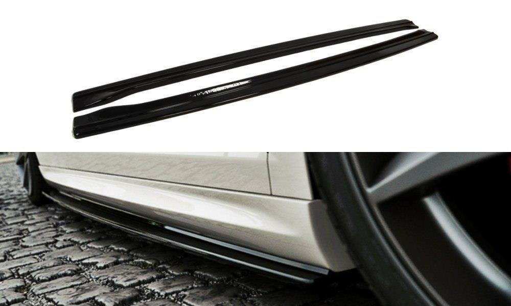 Maxton Design Street+ Seitenschweller Leisten passend für VW Passat CC R36 RLINE (vor Facelift) schwarz Hochglanz
