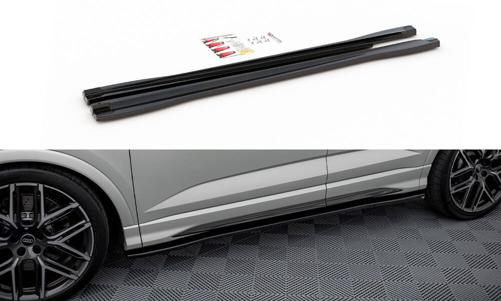 Maxton Design Street+ Seitenschweller Leisten V.2 passend für Audi Q3 S-Line / RSQ3 Sportback / SUV F3 schwarz Hochglanz
