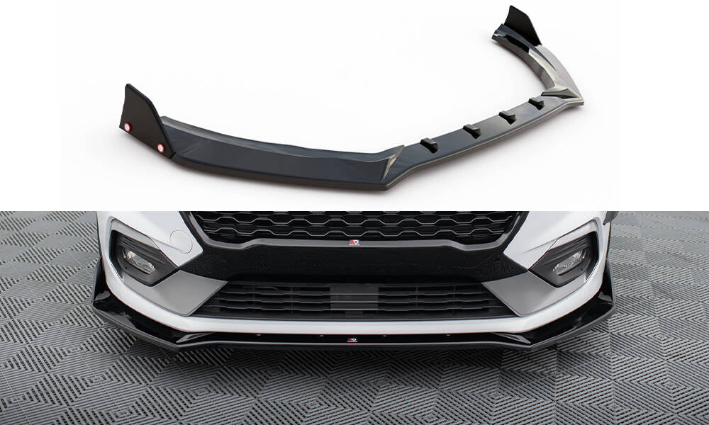 Maxton Design Street+ Spoilerlippe Front Ansatz V.4 + Flaps passend für Ford Fiesta ST / ST-Line