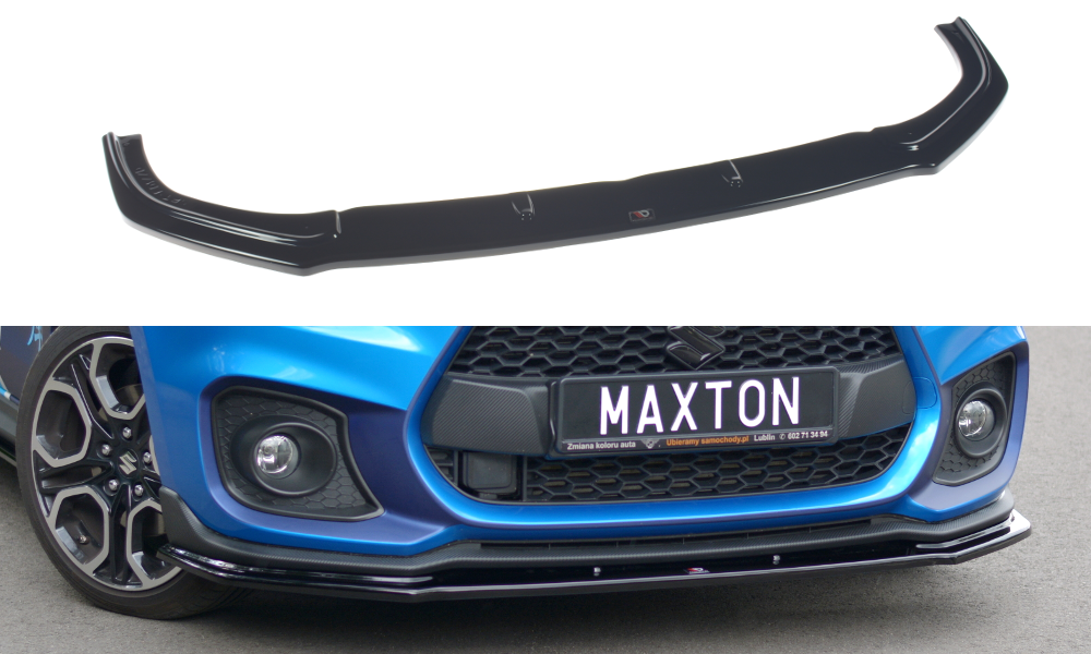 Maxton Design Street+ Spoilerlippe Front Ansatz V.1 passend für SUZUKI SWIFT 6 SPORT schwarz Hochglanz