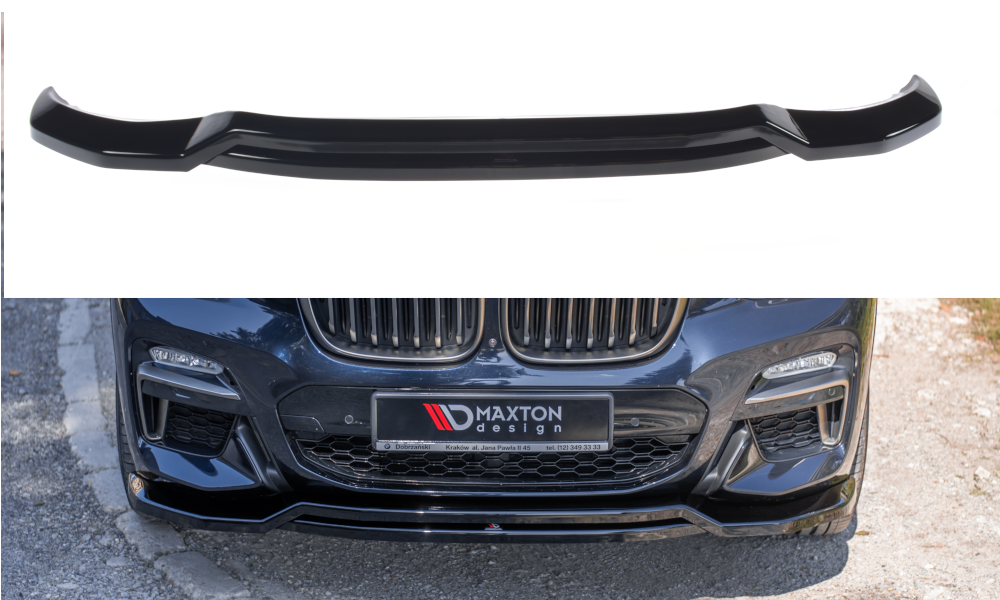 Maxton Design Street+ Spoilerlippe Front Ansatz passend für BMW X4 M-Paket G02 schwarz Hochglanz