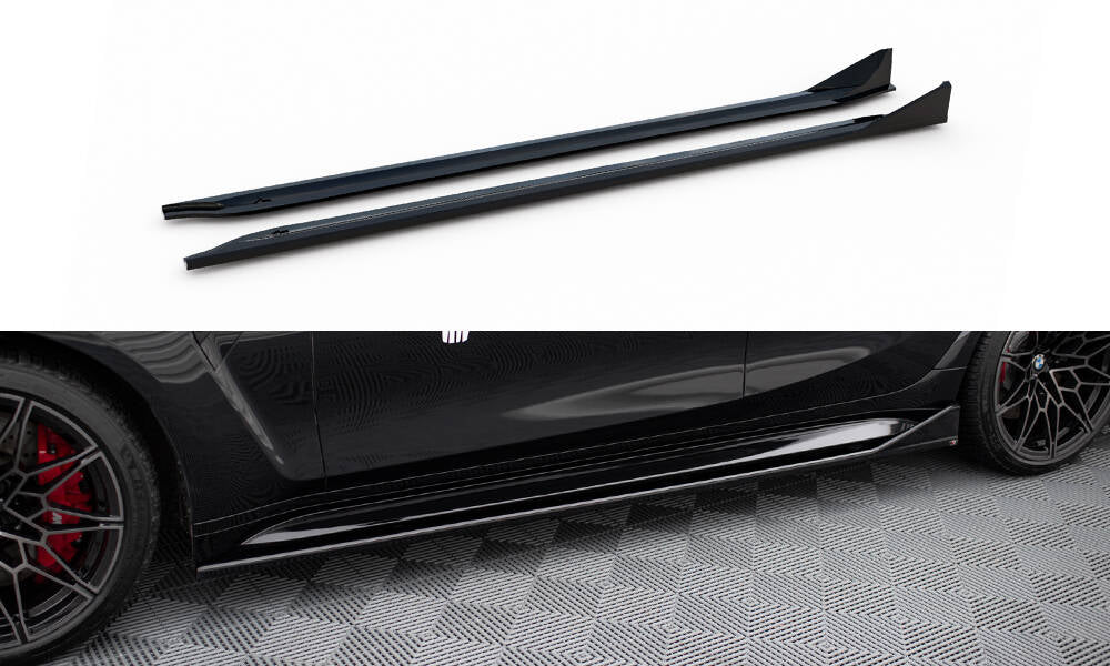 Maxton Design Street+ Seitenschweller Leisten passend für V.3 passend für BMW M3 Limousine / Touring G80 / G81 schwarz Hochglanz