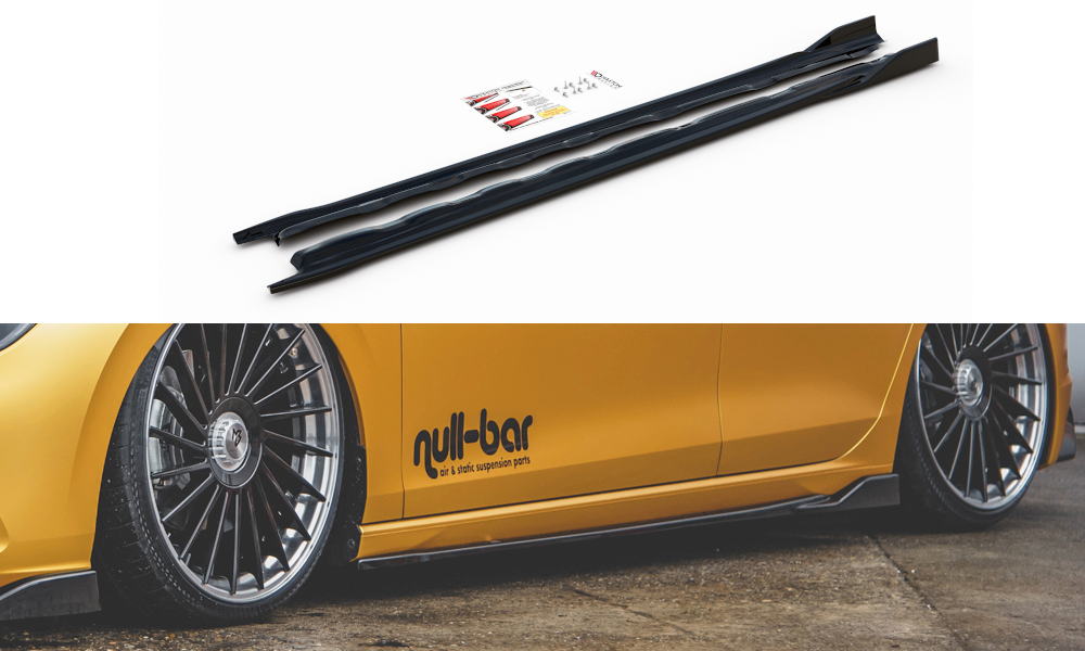Maxton Design Street+ Seitenschweller Leisten V.2 passend für VW Golf Hatchback Mk8 schwarz Hochglanz
