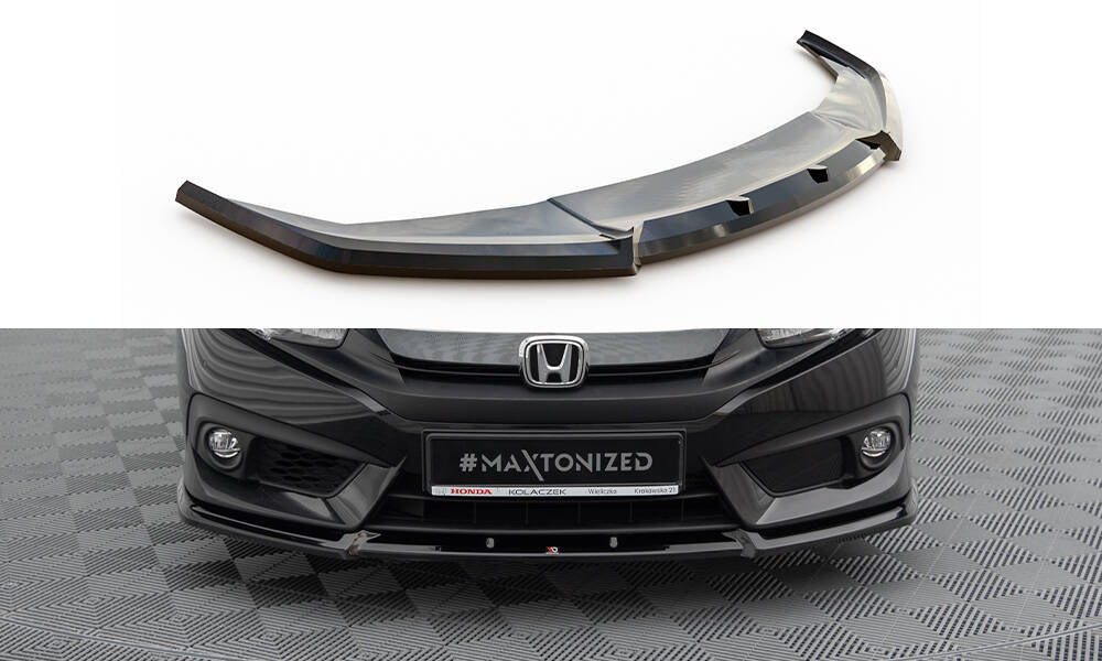 Maxton Design Street+ Spoilerlippe Front Ansatz V.1 passend für Honda Civic Limousine Mk10 schwarz Hochglanz