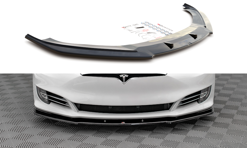 Maxton Design Street+ Spoilerlippe Front Ansatz V.1 passend für Tesla Model S Facelift schwarz Hochglanz