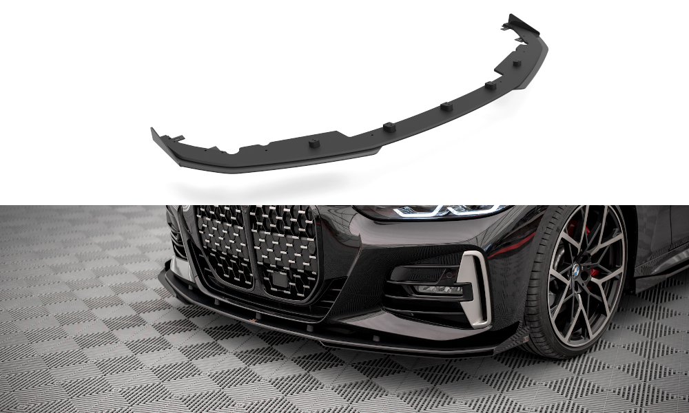 Maxton Design Street Pro Street+ Spoilerlippe Front Ansatz passend für + Flaps passend für BMW 4er M-Paket / M440i G22 / G23 / G22 Facelift / G23 Facelift schwarz Hochglanz