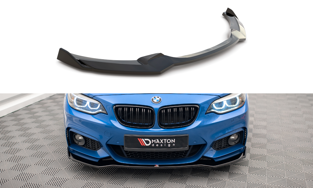 Maxton Design Street+ Spoilerlippe Front Ansatz V.1 passend für BMW 2 M-Paket F22 schwarz Hochglanz